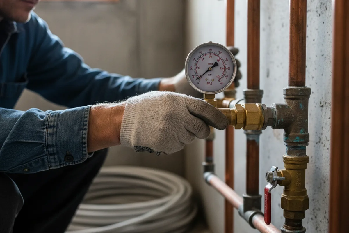 Pressure testing a repaired line during Water Line Repair in Newton Falls